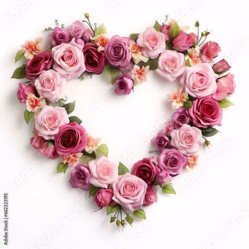 roses flower shaped heart isolated on white background