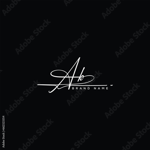 AB Initial  beauty letter  handwriting vector logo. 
