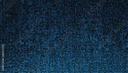 Blue digital binary data displayed on computer screen background