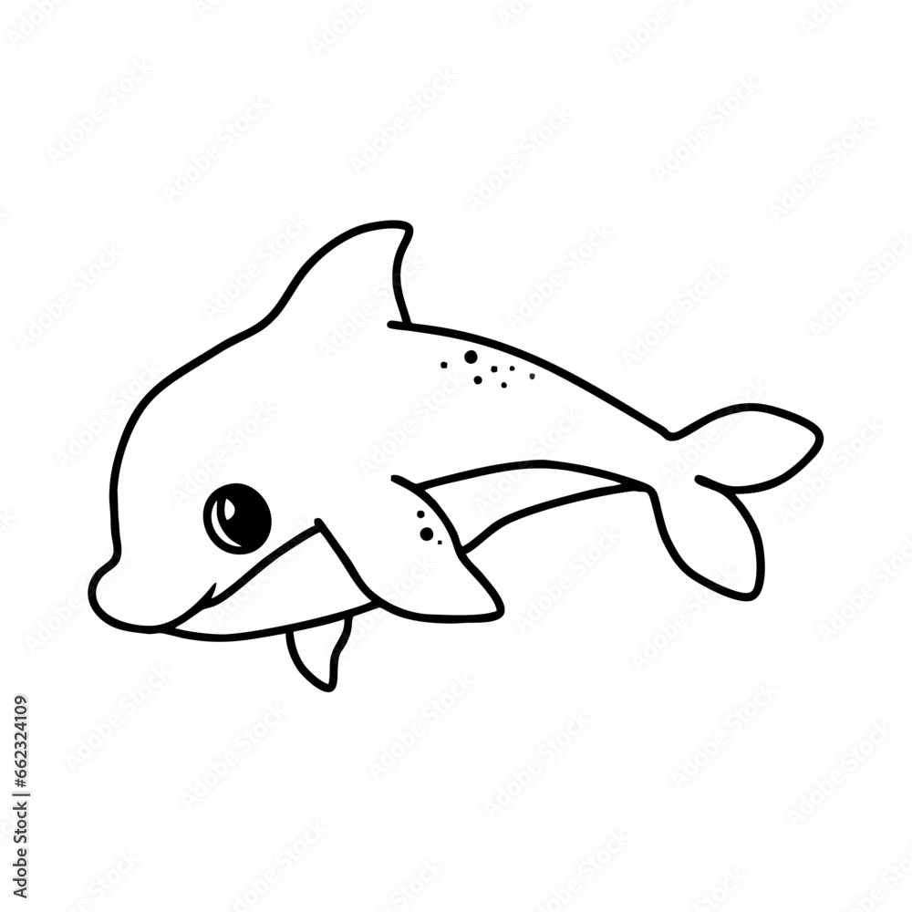 Fototapeta premium Dolphin icon in thin line style isolated on white background. Vector illustration