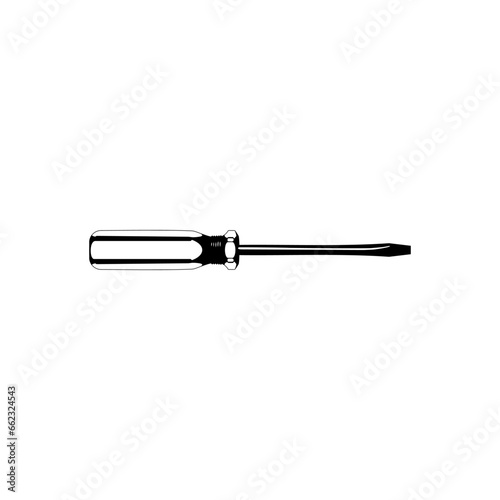 Minus or Negative Screwdriver Silhouette, can use for Art Illustration, Logo Gram, Pictogram, Website, Apps, or Graphic Design Element. Vector Illustration