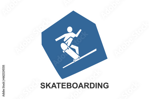skateboarding vector line icon. playing skateboarding. extreme sport  pictogram illustration.