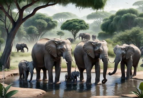 illustration of elephant in the forest illustration of elephant in the forest african elephants on the lake