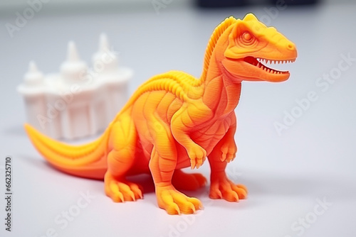 Allosaurus dinosaur toy miniature plasticine isolated on white