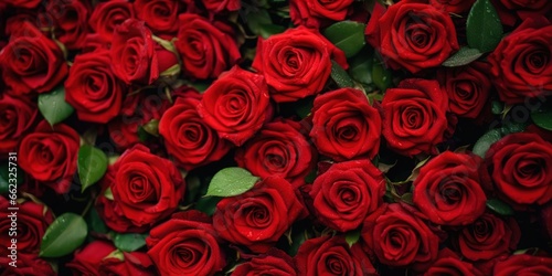 charming red roses bloom. Generative AI © Nanda