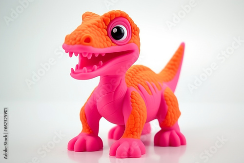 cute baby dinosaur toy miniature plasticine isolated on white