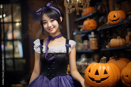 ハロウィンのメイドカフェのメイドさん（萌え・可愛い・秋葉原・コスプレ）