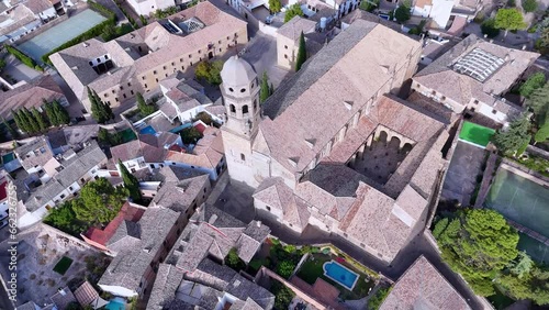 Baeza Cathedral. Guadalimar Greenway. Aerial view from a drone. Via Verdes de Jaen. Baeza. Province of Jaen. Andalusia. Spain. Europe photo