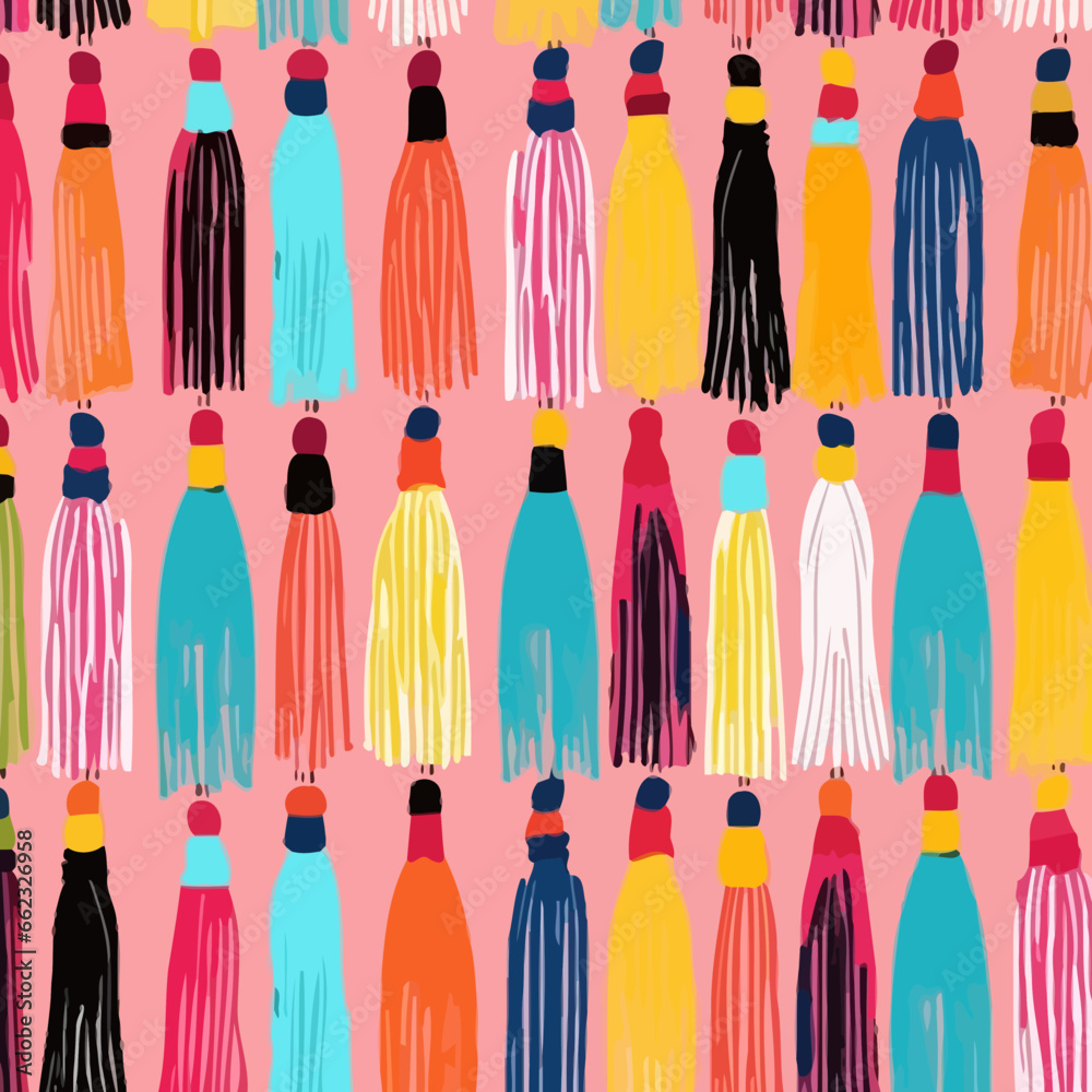Tassel stripe quirky doodle pattern, background, cartoon, vector, whimsical Illustration Tassel stripe quirky doodle pattern, background, cartoon, vector, whimsical Illustration