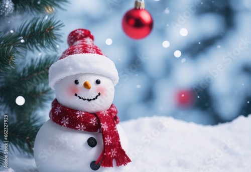 A Christmas snowman on a cold and snowy winter day © CFK