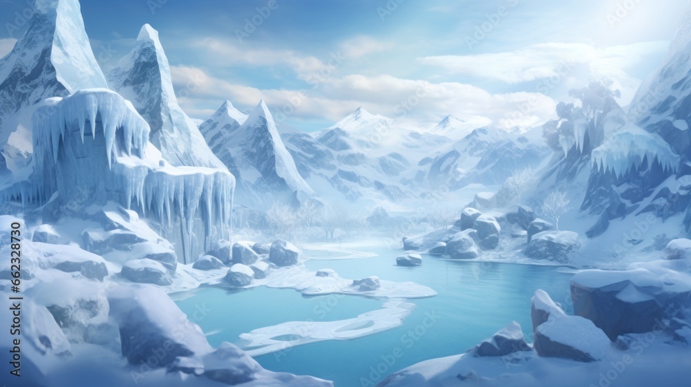 Breathtaking Frozen Landscape Game Art