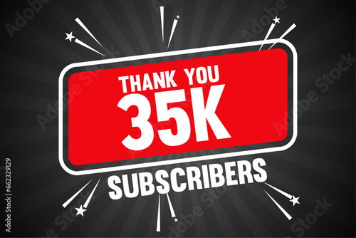 35k Subscribers Thank You 35k Followers Banner Design With Sunburst Background photo