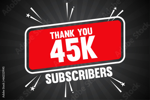 45k Subscribers Thank You 45k Followers Banner Design With Sunburst Background