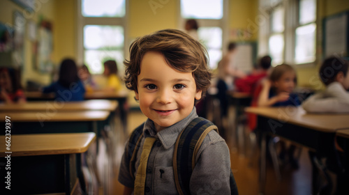 Wallpaper Mural Little preschooler in the background of a classroom Torontodigital.ca