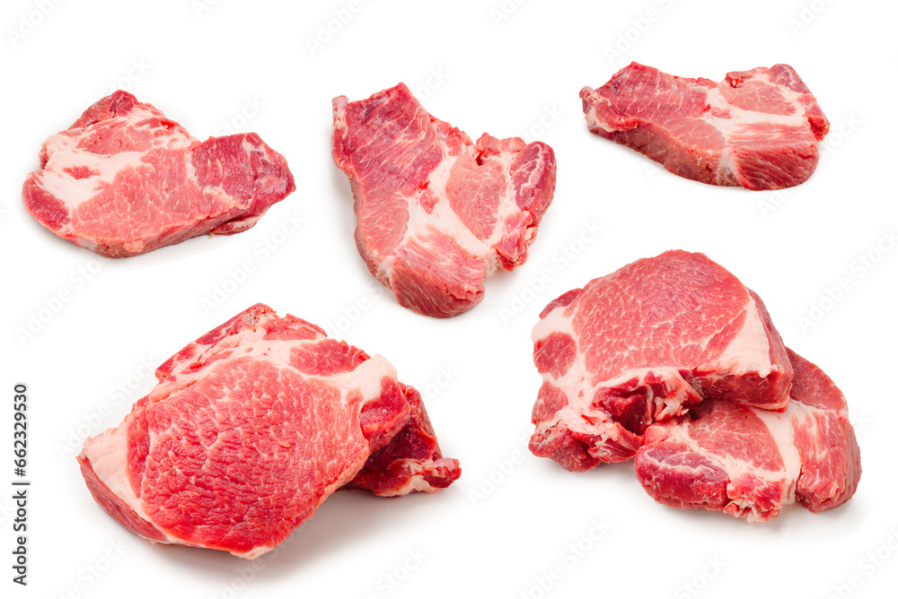 Raw pork isolated on white background.