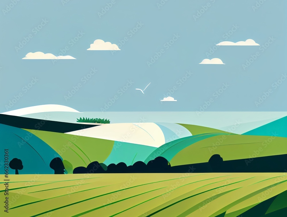 Fototapeta premium landscape with fields and sky