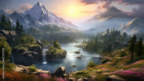 Beautiful Japan Valley with stunning view game art