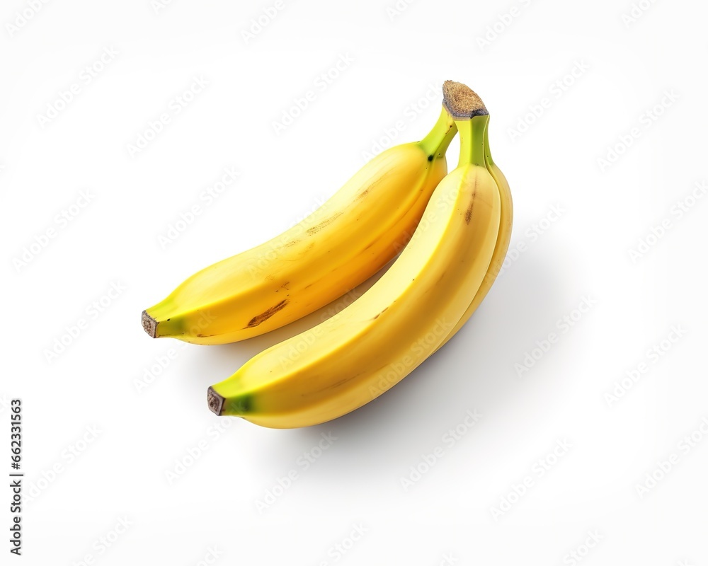 Ripe banana on white background. Generative AI Ripe banana on white background. Generative AI