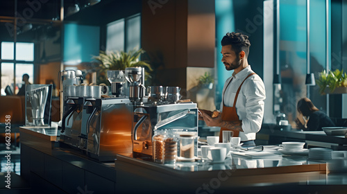 Barista Crafting Aromatic Coffee in Coffee Shop