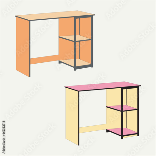 Furniture Econ Multipurpose Home Office Computer Writing Desk, Vector, Illustration, Art.