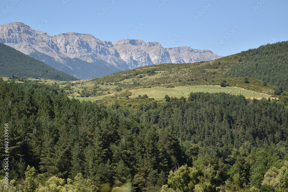 Scenic panoramic landscape, Pyrinnes, Spain, Andorra