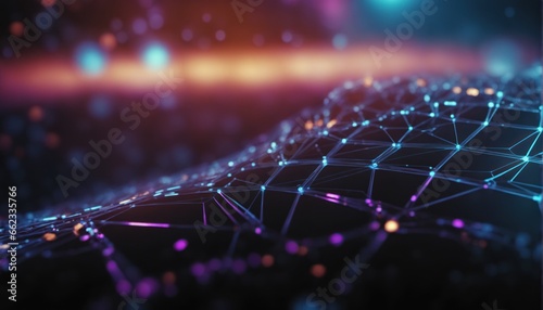 Abstract artificial intelligence technology background. Neuronal networks, AI, decentral data concept, futuristic wallpaper