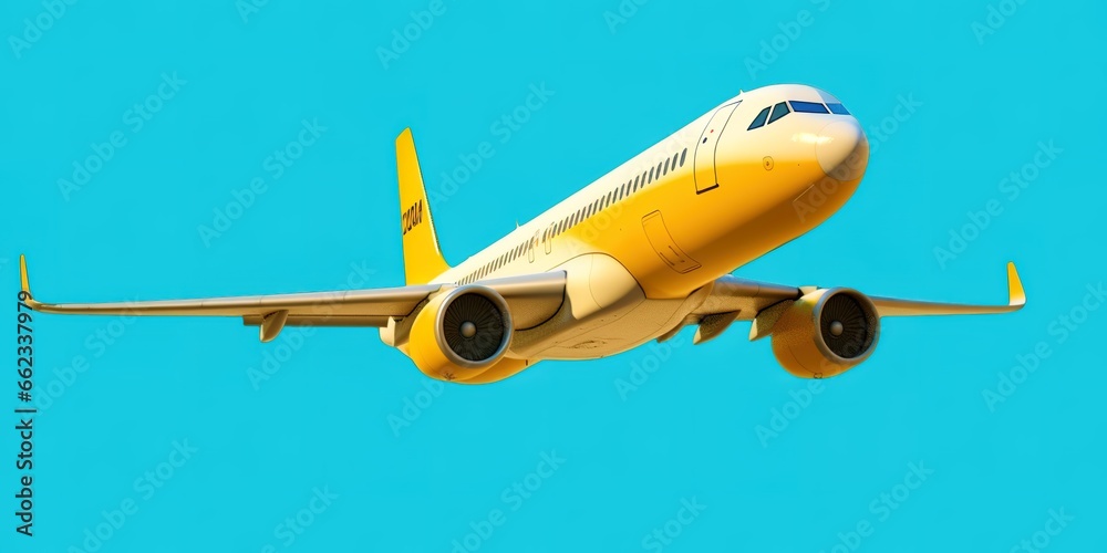 Fototapeta premium airplane on blue background. generative AI