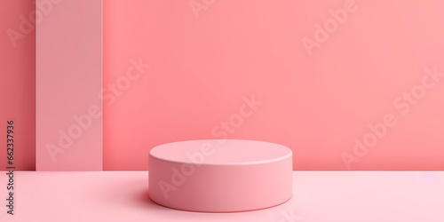 abstract minimal pink scene with geometric shapes. product presentations, mockups, cosmetic product display shows, podiums, stage mats or platforms. generative AI