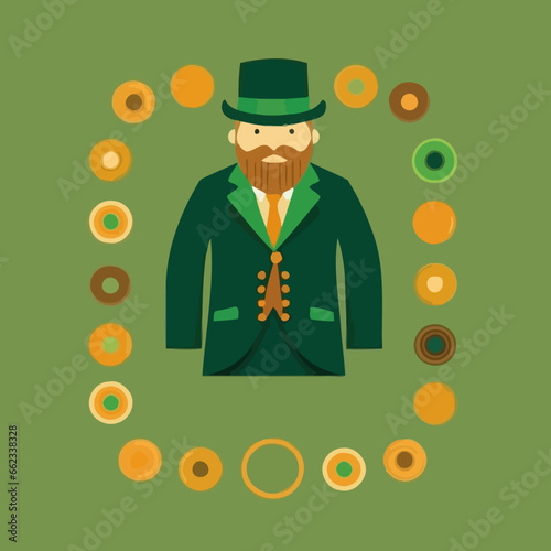 Leprechaun costume quirky doodle pattern, background, cartoon, vector, whimsical Illustration