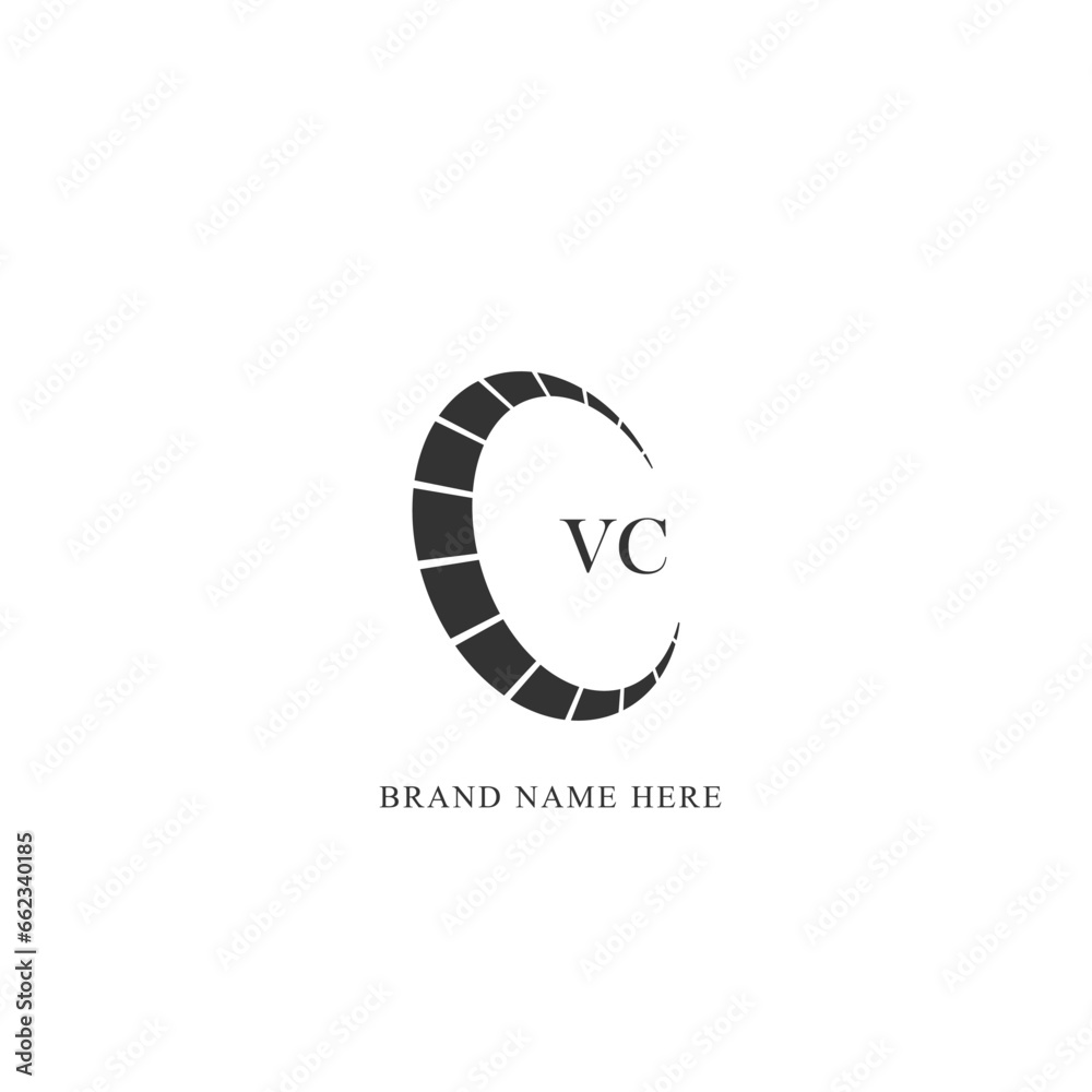 VC circle letter logo design with circle shape. VC ellipse letters with ...