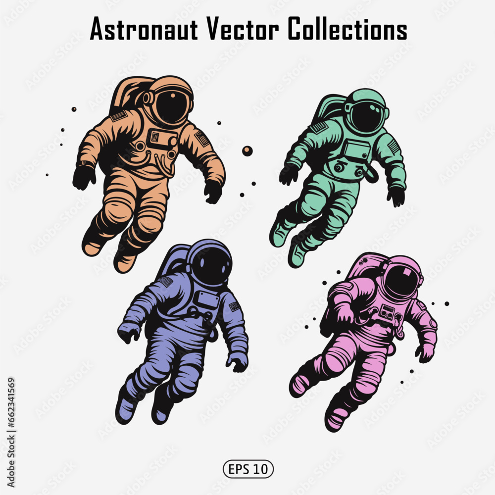 Vector astronaut in space suit floating in the space ,astronaut character icon. Astronaut vector clipart for sticker or printing design. Vector astronaut in space suit floating in the space ,astronaut character icon. Astronaut vector clipart for sticker or printing design.