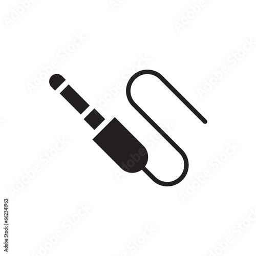 AUX icon. Audio cable icon. Aux sign. Audio cable sign. DJ cable symbol. Aux symbol vector pictogram flat sign design. UX UI icon