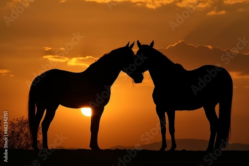 two horse silhouettes. Generative AI