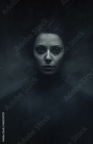 Face of Melancholic Ghostly Women Portrait Background Selective Focus