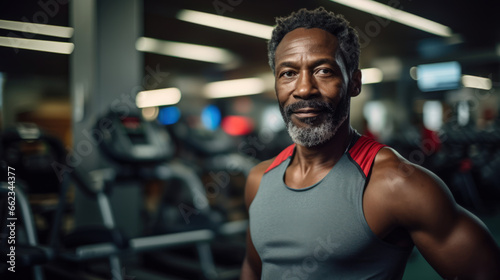 Mature Black Man at Indoor Gym