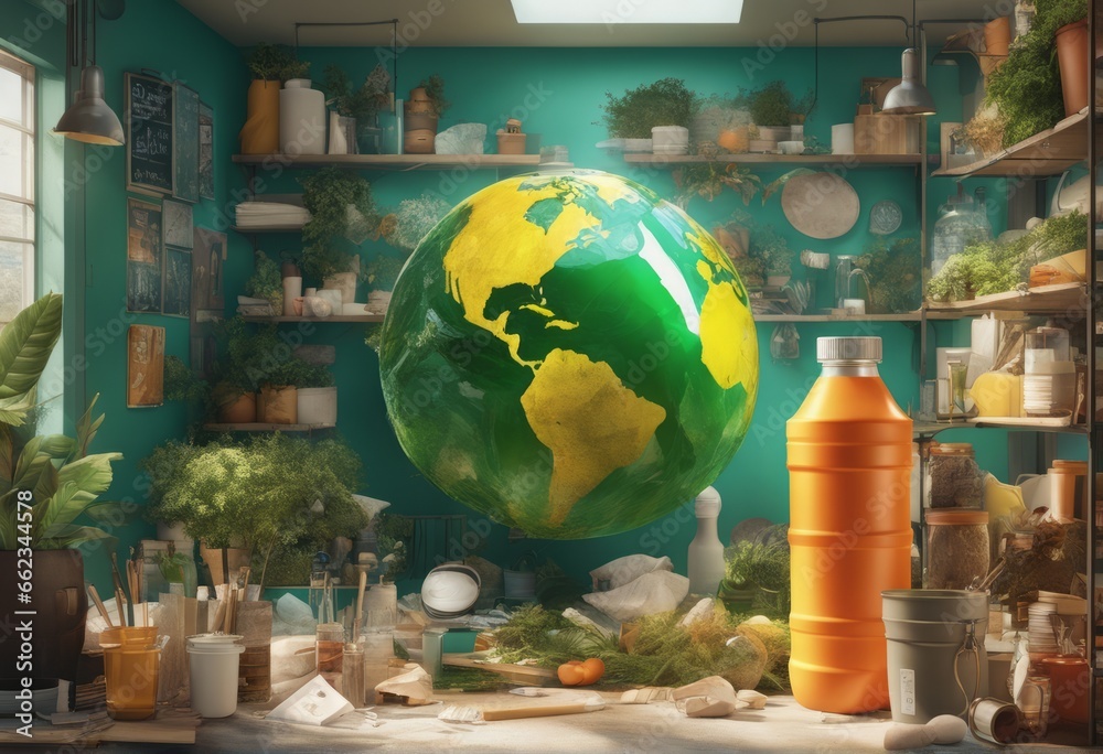 world map and globe on green background 3d illustration world map and ...