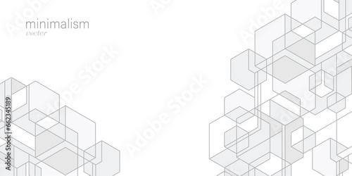 Abstract architecture made of cubes and lines. Linear geometric drawing. Vector illustration.