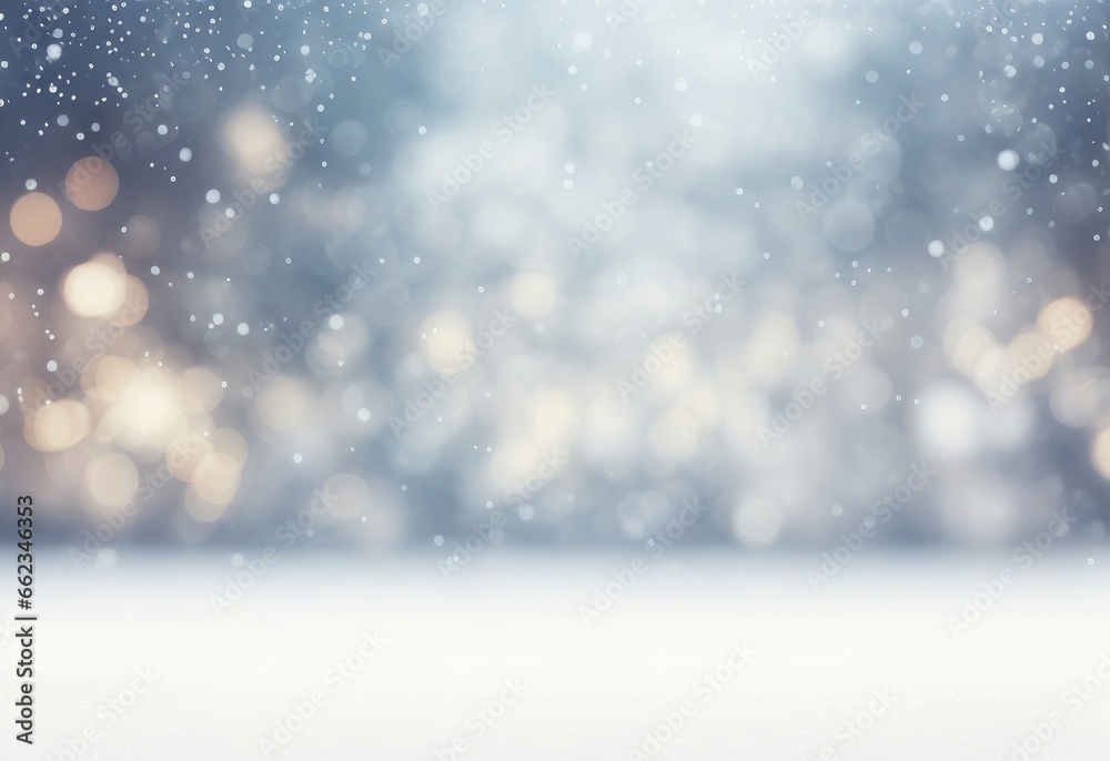 Snowy winter Christmas, Xmas background with bokeh. Copy space for text ,advertising, message, logo