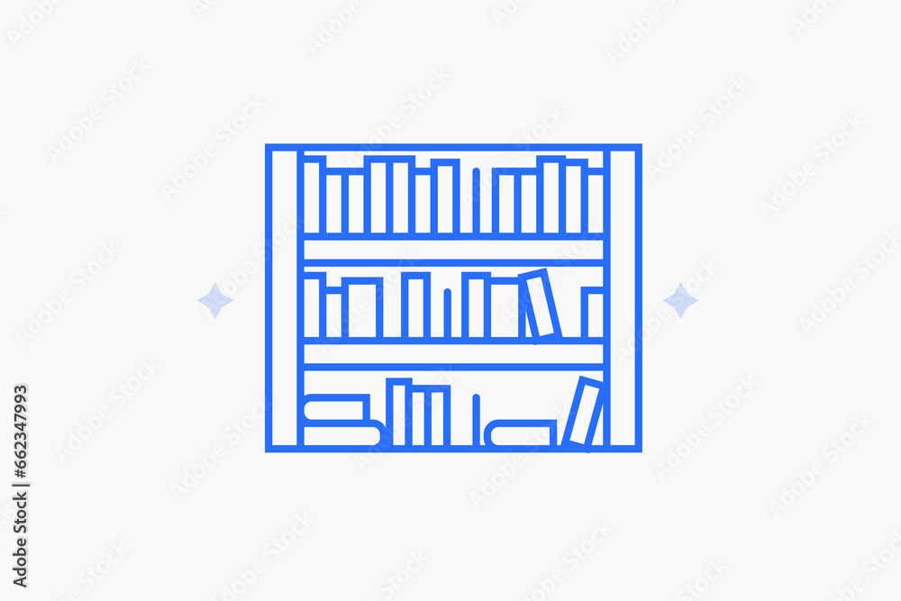 book shelf illustration in flat style design. Vector illustration.
