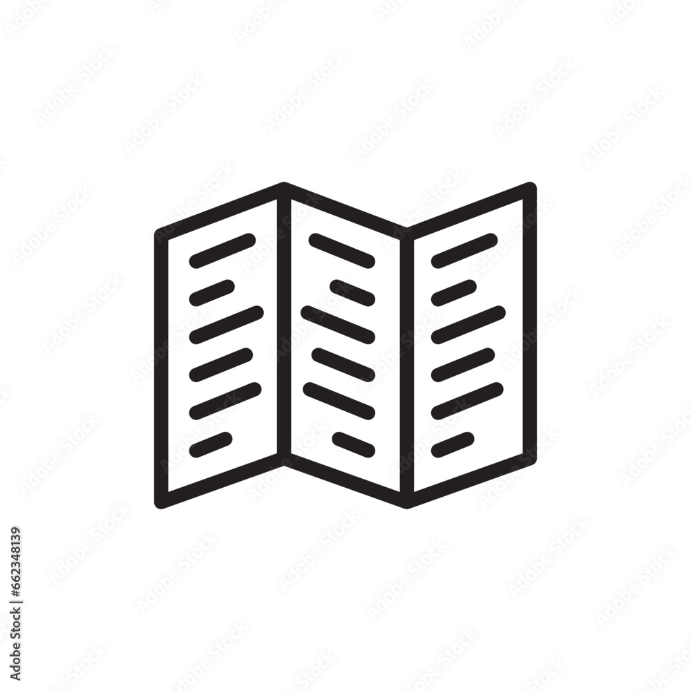 Booklet icon. Brochure sign. Tri-fold brochure symbol. Booklet symbol vector pictogram. UX UI icon Booklet icon. Brochure sign. Tri-fold brochure symbol. Booklet symbol vector pictogram. UX UI icon