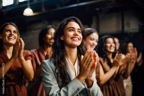 A Group Of Business Women Applauding. Ai Generated
