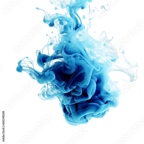 Blue smoke cloud.Transparent light blue color smoke with isolated white background.