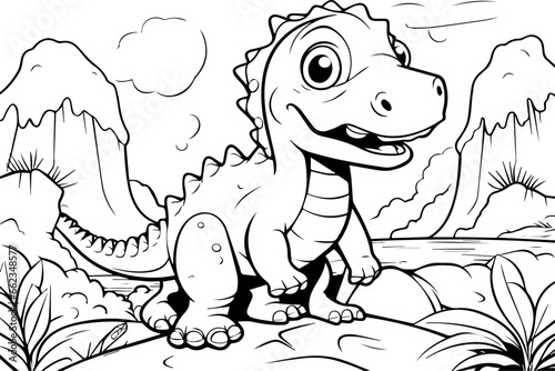 coloring pages hand drawn with dinosaur outline illustration © citraraha