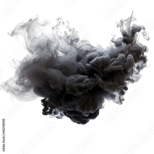Black smoke cloud.Transparent light Black dark color smoke with isolated white background.