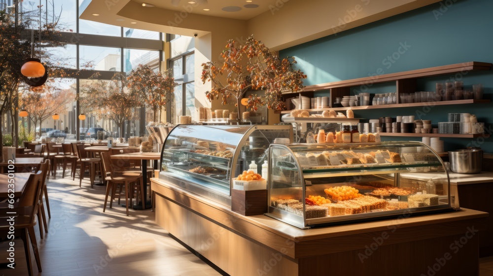 interior design of coffee cafe and bakery