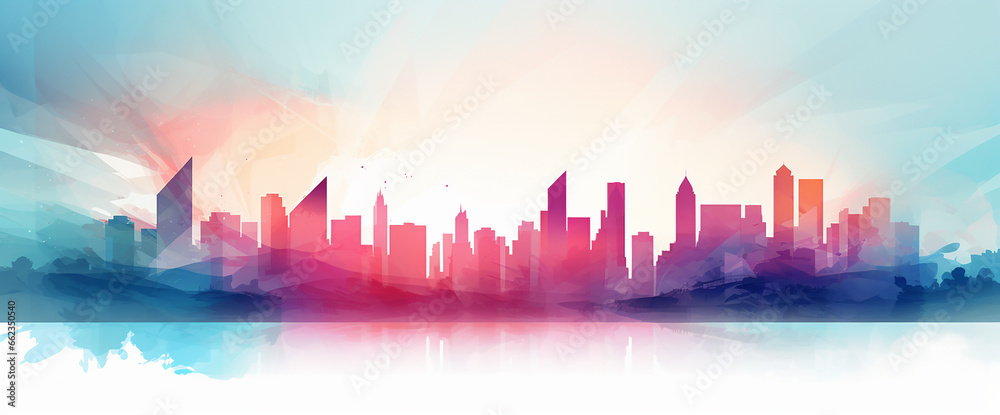 skyline background illustration, generative AI