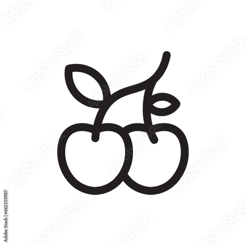 Cherry icon. Cherry sign. Cherry symbol vector pictogram flat sign design. UX UI icon