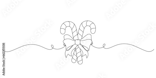 Christmas candy cane line art style. vector christmas elements.