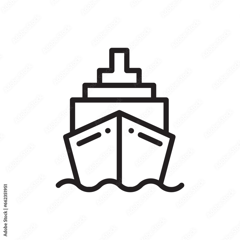 Vessel icon. Cruiser flat sign design. Ship symbol vector pictogram. UX UI icon Vessel icon. Cruiser flat sign design. Ship symbol vector pictogram. UX UI icon