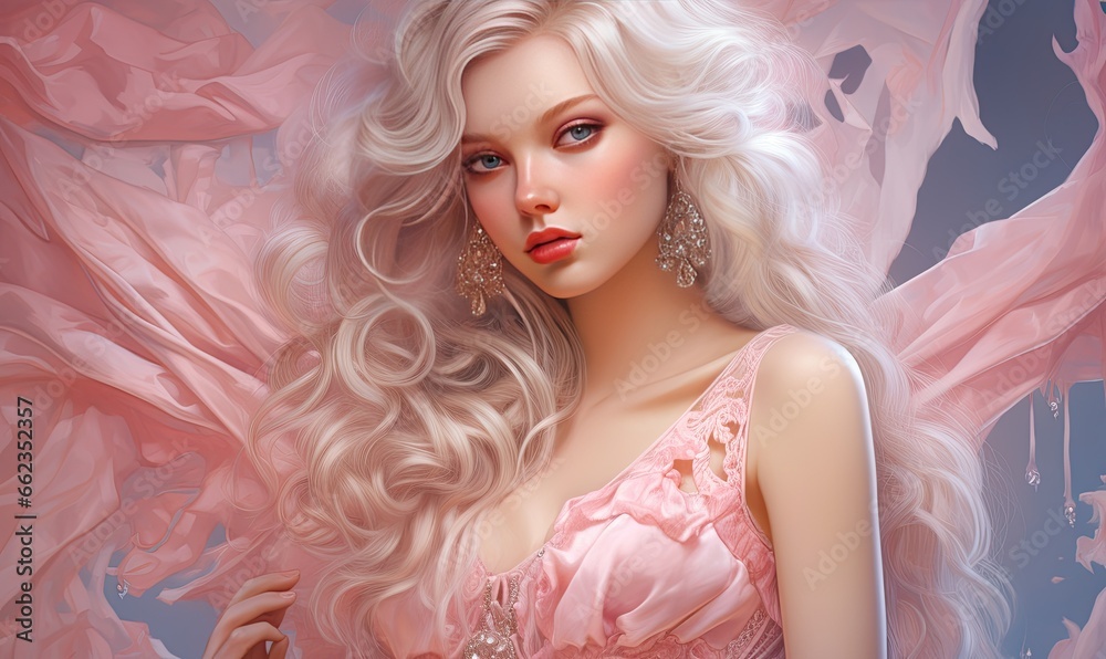 The anime depicted a stunning girl in a flowing pink dress, radiating elegance.